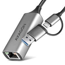 Mrežna kartica AXAGON ADE-TXCA (Titanium Grey, Gigabit Ethernet adapter, USB-C + USB-A)