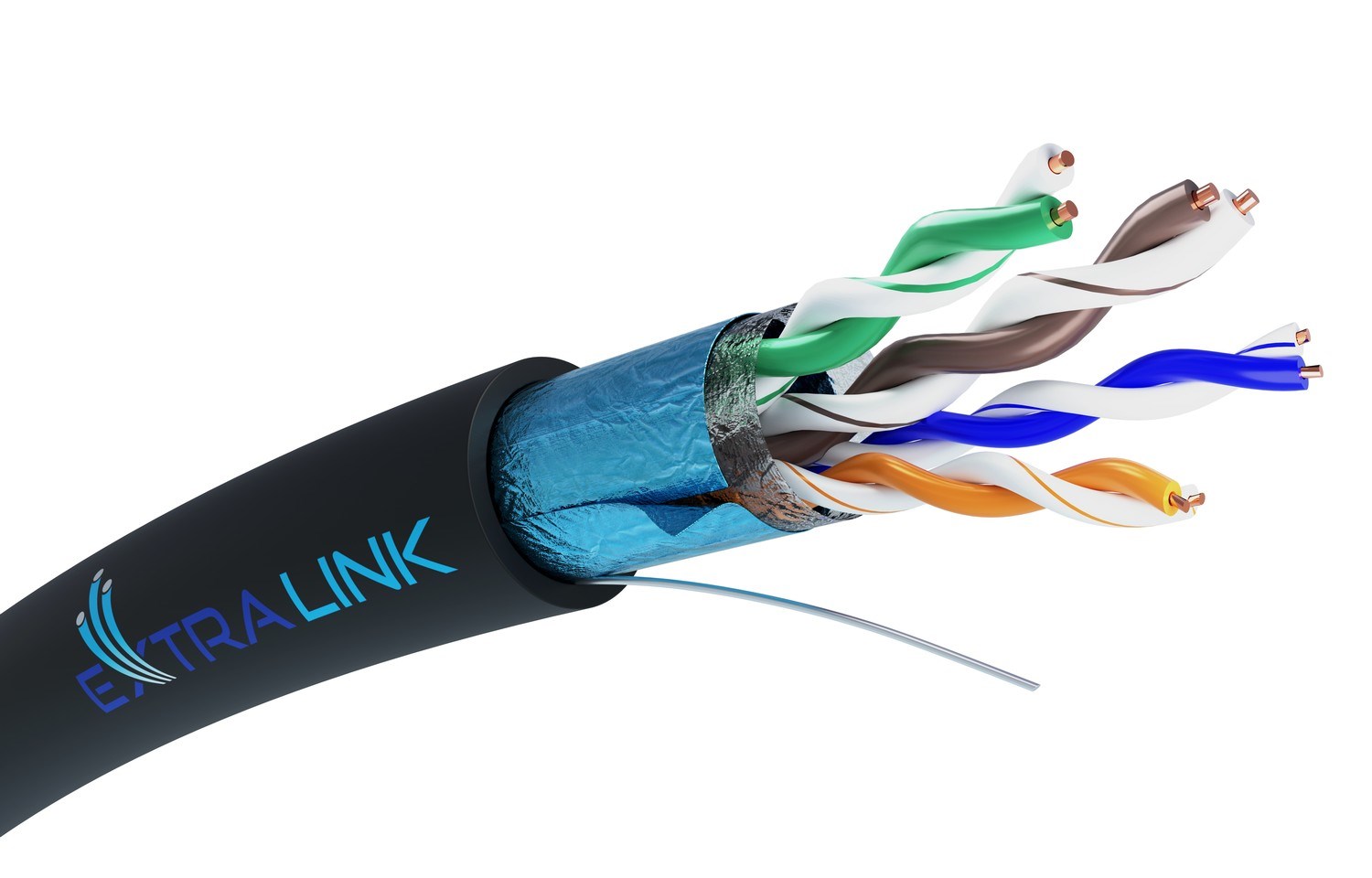 Extralink CAT5E FTP (F/UTP) V2 OUTDOOR TWISTED PAIR 100M networking cable Black F/UTP (FTP)