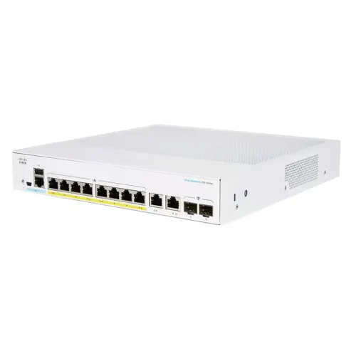 Mrežni prekidač CISCO CBS250-8PP-E-2G-EU (srebrna, upravljana, L2/L3, Gigabit Ethernet 10/100/1000)