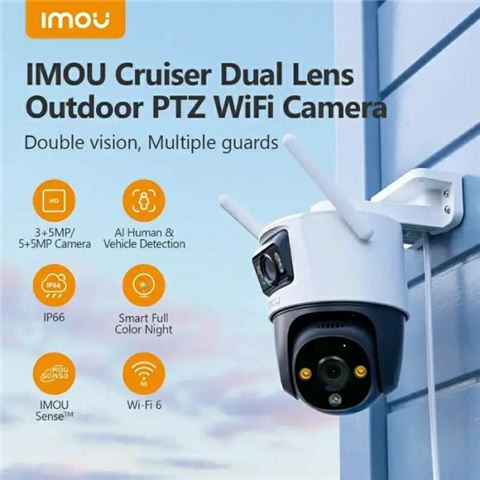 Nadzorna kamera IMOU Cruiser Dual IPC-S7XP-10M0WED-0360B (IP, 5MP+5MP, PTZ, IR, AI Imou Sense detekcija, WiFi, vanjska/unutarnja)-0