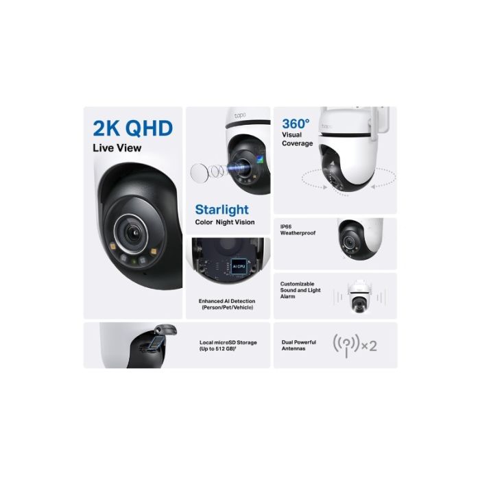 Nadzorna kamera TP-LINK Tapo C520WS 2K QHD (IP, 4MP, IR, PT, AI detekcija, vanjska/unutarnja, WiFi, žična)-10