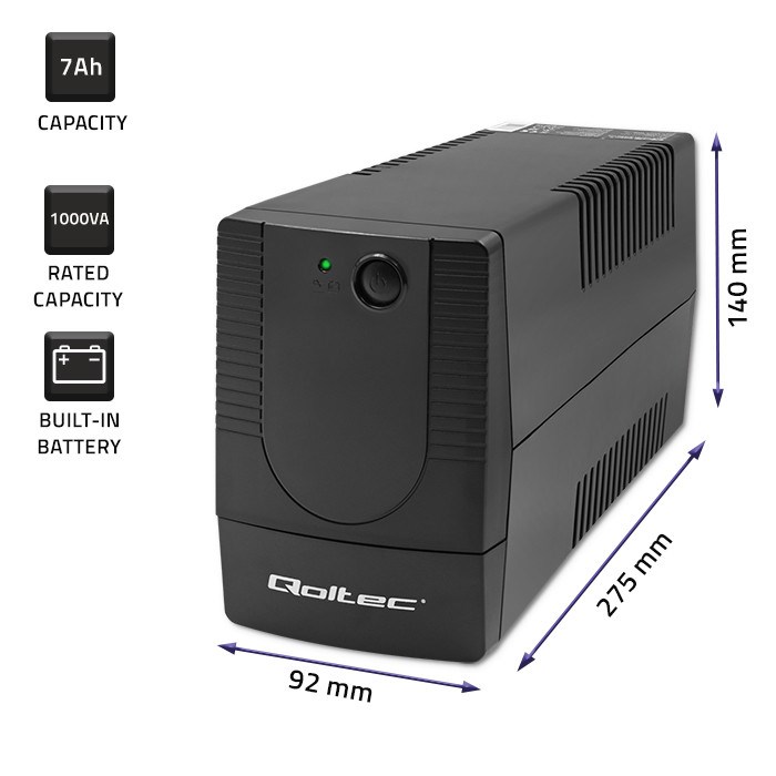 Qoltec 53774 uninterruptible power supply (UPS) Line-Interactive 1 kVA 600 W 1 AC outlet(s)-10