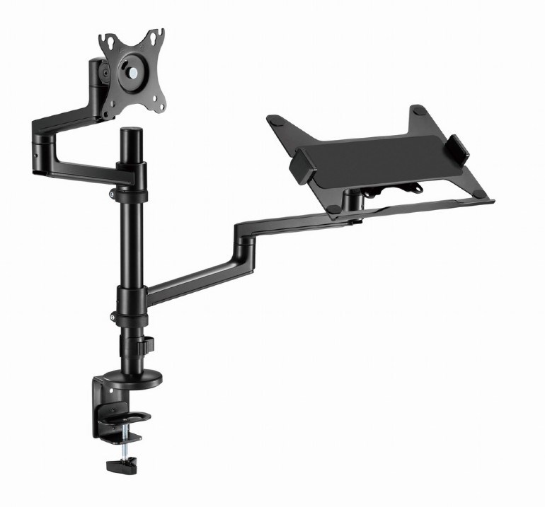 Nosač s rukom za monitor i policom za laptop GEMBIRD MA-DA-04 (stolni, podesivi, 17”-32”, do 8 kg)-0
