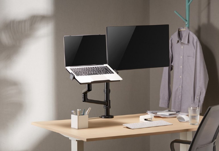 Nosač s rukom za monitor i policom za laptop GEMBIRD MA-DA-04 (stolni, podesivi, 17”-32”, do 8 kg)-14