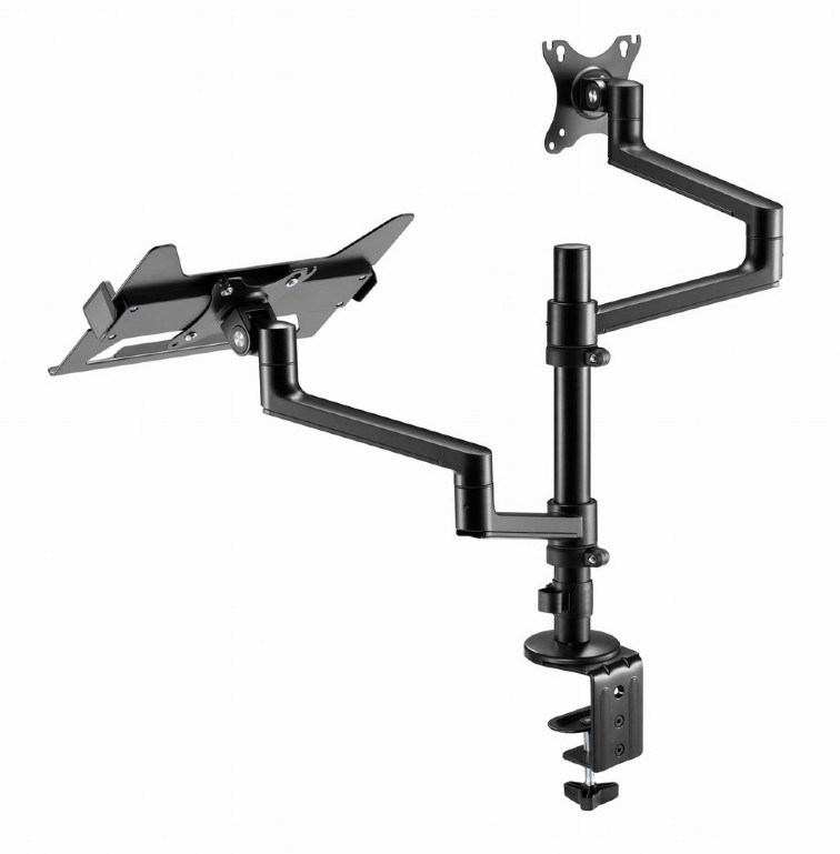 Nosač s rukom za monitor i policom za laptop GEMBIRD MA-DA-04 (stolni, podesivi, 17”-32”, do 8 kg)-2