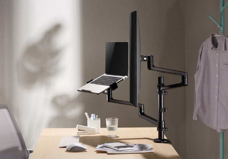 Nosač s rukom za monitor i policom za laptop GEMBIRD MA-DA-04 (stolni, podesivi, 17”-32”, do 8 kg)-6