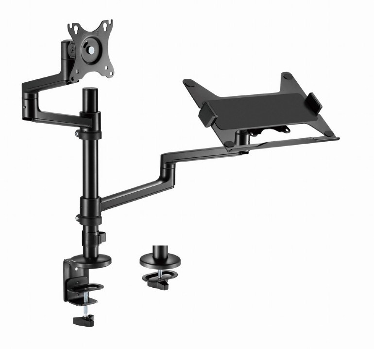 Nosač s rukom za monitor i policom za laptop GEMBIRD MA-DA-04 (stolni, podesivi, 17”-32”, do 8 kg)-1