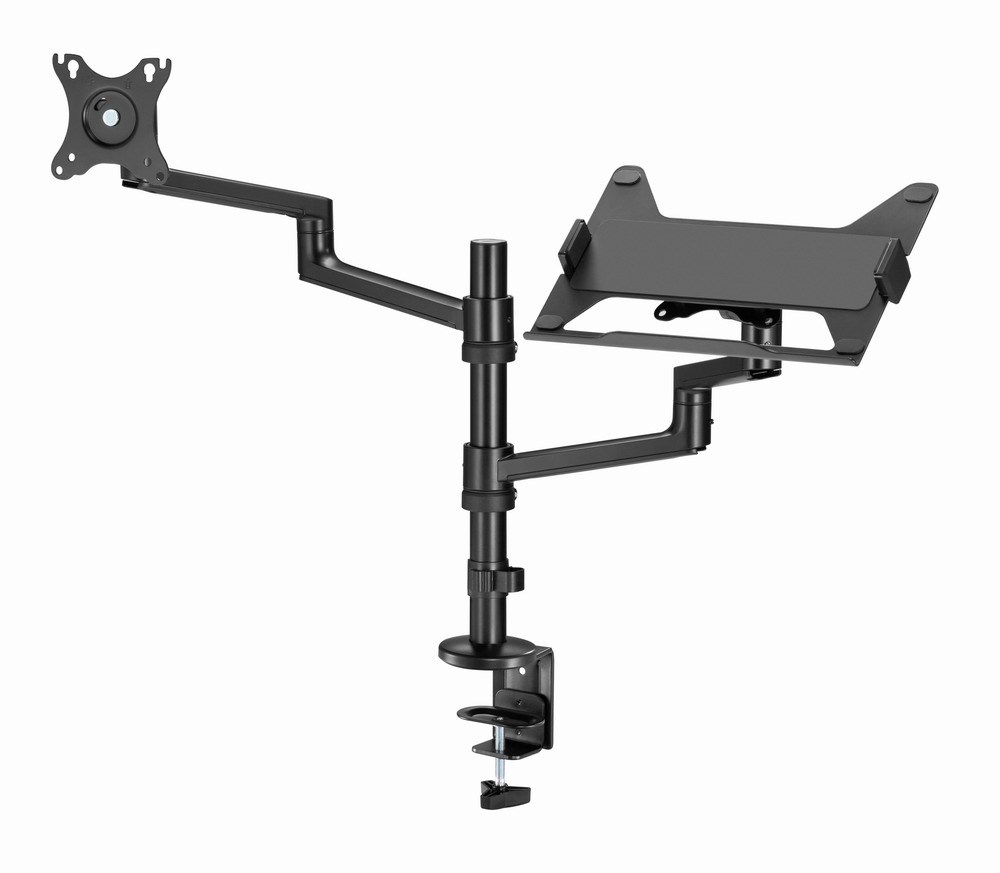 Nosač s rukom za monitor i policom za laptop GEMBIRD MA-DA-04 (stolni, podesivi, 17”-32”, do 8 kg)-10
