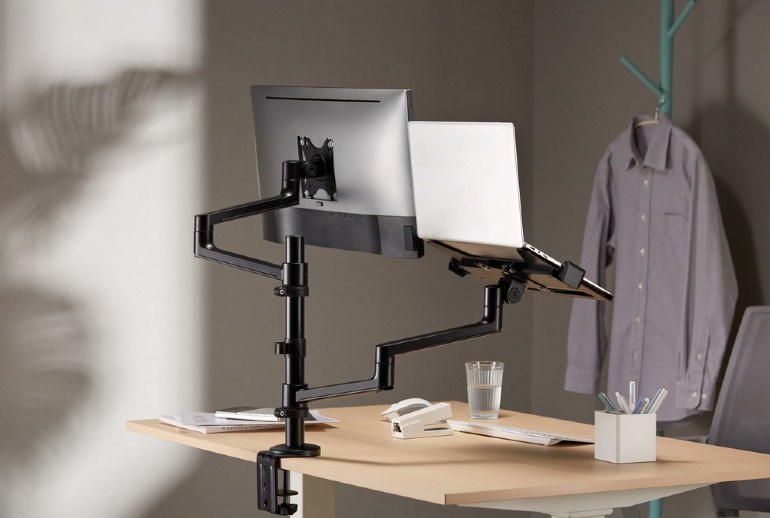 Nosač s rukom za monitor i policom za laptop GEMBIRD MA-DA-04 (stolni, podesivi, 17”-32”, do 8 kg)-5