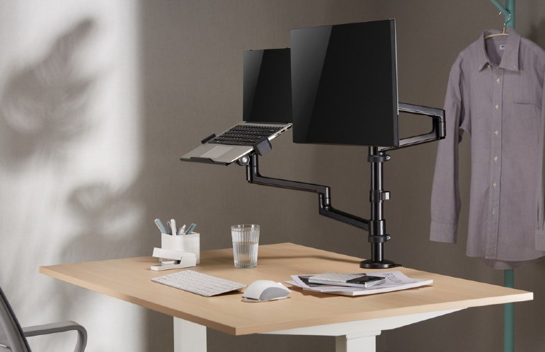 Nosač s rukom za monitor i policom za laptop GEMBIRD MA-DA-04 (stolni, podesivi, 17”-32”, do 8 kg)-15