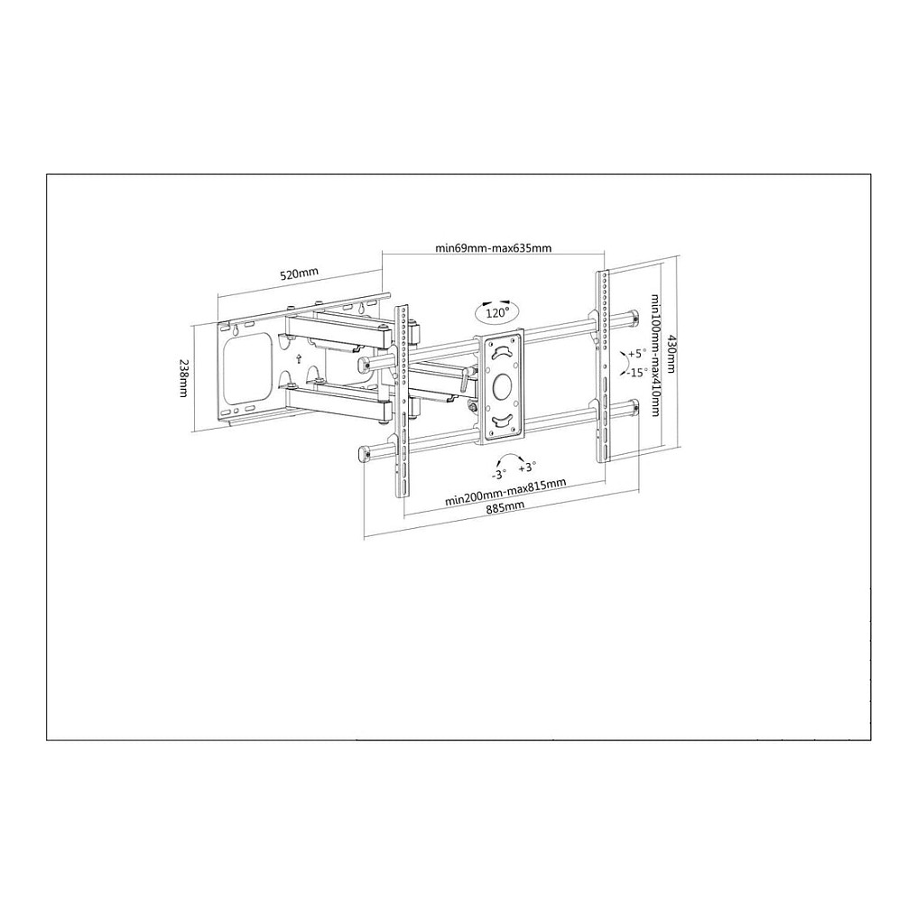 Nosač za TV zidni MANHATTAN 461290 (37"- 90", do 75 kg, nagib -15° 5°, zakret ±60°)-5