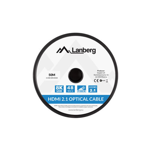 Optički kabel HDMI LANBERG HDMI CABLE (50 m, v2.1, 8K, AOC)-1