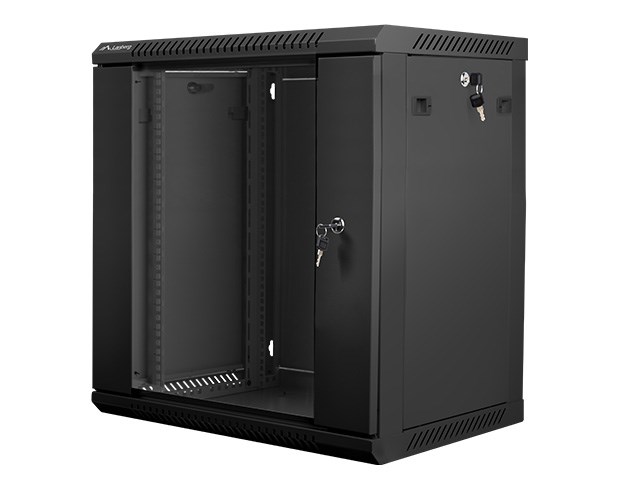 Ormar za ugradnju na zid Lanberg 19'' 12U 600x450mm crni (staklena vrata)-1