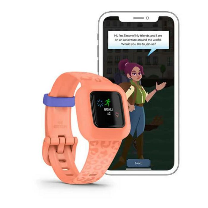 Pametna narukvica GARMIN vivofit jr. 3 Peach Leopard, 010-02441-04-3