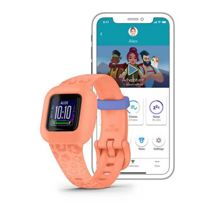 Pametna narukvica GARMIN vivofit jr. 3 Peach Leopard, 010-02441-04-1