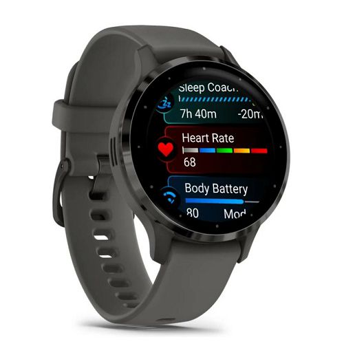 Pametni sat GARMIN Venu 3S, Slate Stainless Steel Bezel with Pebble Gray Case and Silicone Band, 41mm, 010-02785-00-2