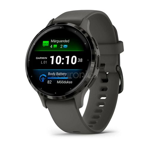 Pametni sat GARMIN Venu 3S, Slate Stainless Steel Bezel with Pebble Gray Case and Silicone Band, 41mm, 010-02785-00