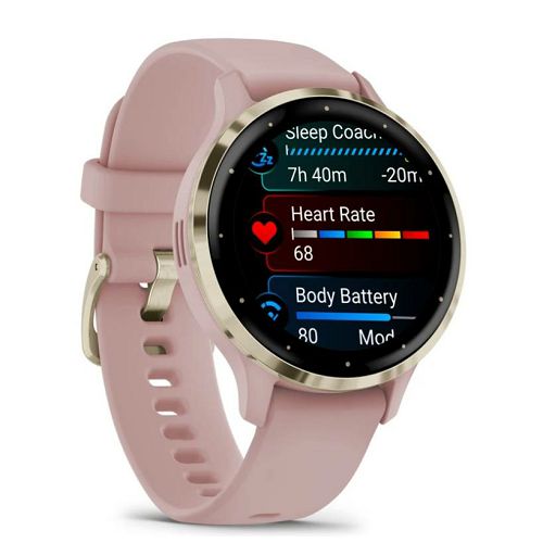 Pametni sat GARMIN Venu 3S, Soft Gold Stainless Steel Bezel with Dust Rose Case and Silicone Band, 41mm, 010-02785-03-2