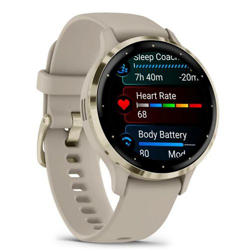 Pametni sat GARMIN Venu 3S, Soft Gold Stainless Steel Bezel with French Gray Case and Silicone Band, 41mm, 010-02785-02-1