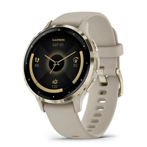 Pametni sat GARMIN Venu 3S, Soft Gold Stainless Steel Bezel with French Gray Case and Silicone Band, 41mm, 010-02785-02-0