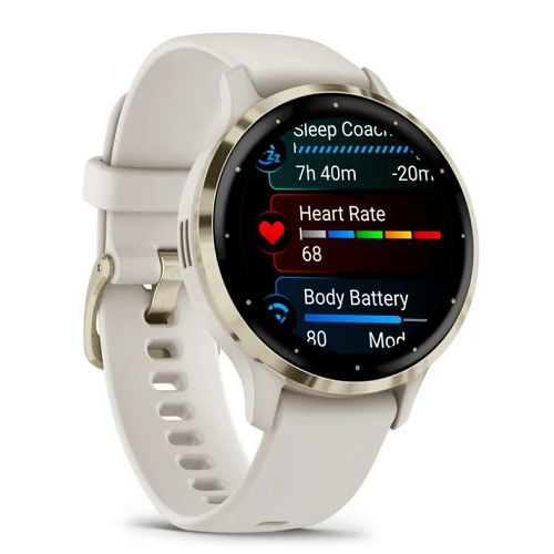 Pametni sat GARMIN Venu 3S, Soft Gold Stainless Steel Bezel with Ivory Case and Silicone Band, 41mm, 010-02785-04-1
