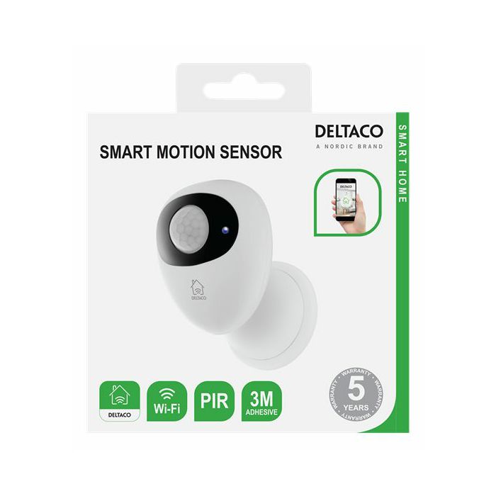 Pametni senzor pokreta DELTACO, PIR, WiFi, bijelo-crna, SH-WS01-1