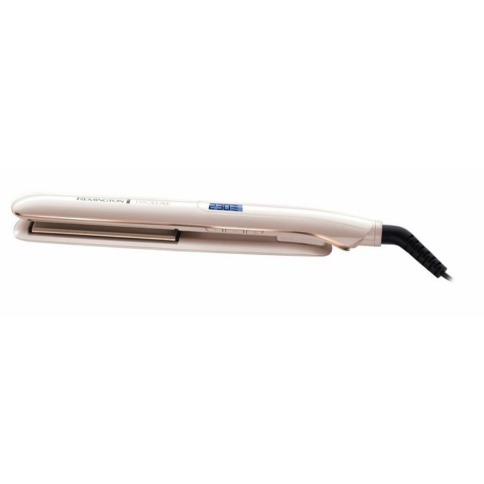 Pegla za kosu REMINGTON S9100 PROluxe (Ultimate Glide keramički premaz, OPTIheat tehnologija, 110 mm plutajuće ploče, 9–10 temperaturnih razina 150–230 °C, Pro+ postavka 185 °C, ultras brzo zagrijavanje, digitalni zaslon, 3 m rotirajući kabel, automatsko isključivanje)-0