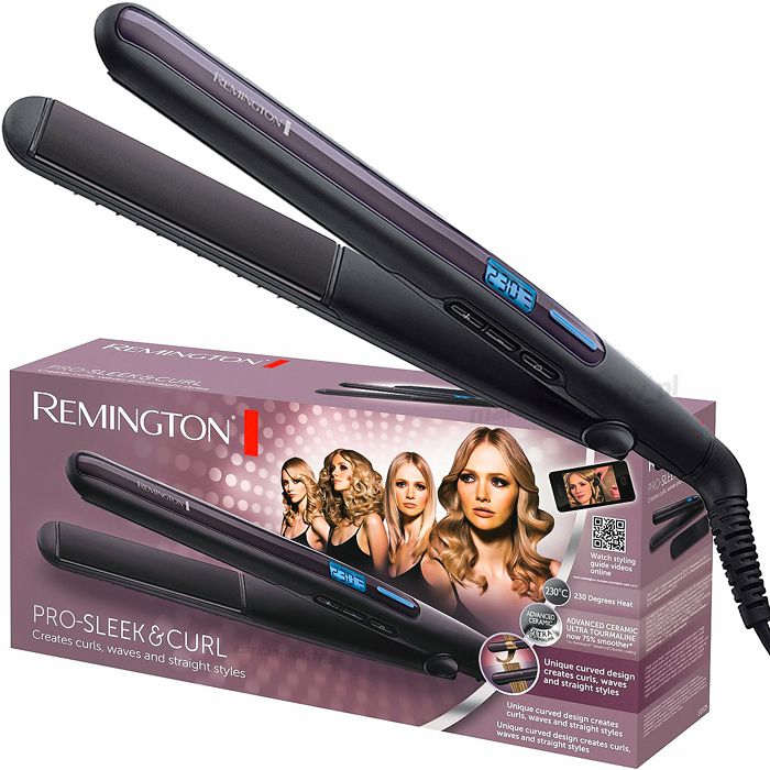 Pegla za kosu REMINGTON S6505 Pro Sleek and Curl (ultrakeramičke ploče, 10 temperatura 150–230 °C, brzo zagrijavanje 15 s, digitalni zaslon, automatsko isključivanje)-1