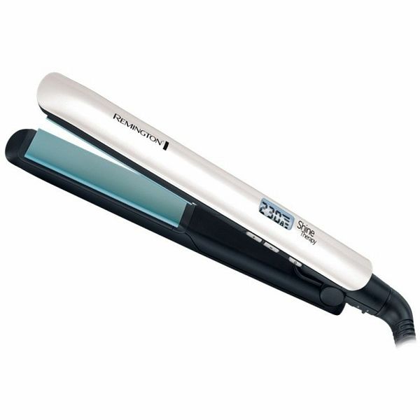 Pegla za kosu REMINGTON S8500 Shine Therapy (Advanced Ceramic ploče infuzirane arganovim uljem i vitaminom E, plutajuće 110 mm ploče, digitalni zaslon, 9 temperatura 150–230 °C, turbo boost, temperature lock, automatsko isključivanje, rotirajući kabel)-0