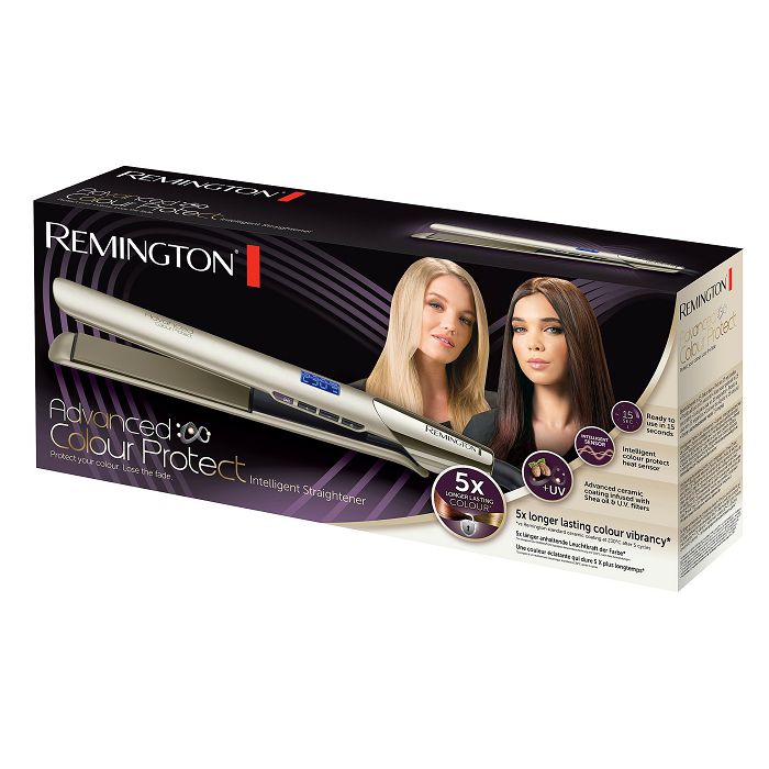 Pegla za kosu REMINGTON S8605 Colour Protect (Advanced Colour Protect tehnologija, keramički premaz sa Shea uljem i UV-filterima, 5 postavki 150–230 °C, brzo zagrijavanje 15 s, digitalni zaslon, automatsko isključivanje)-1