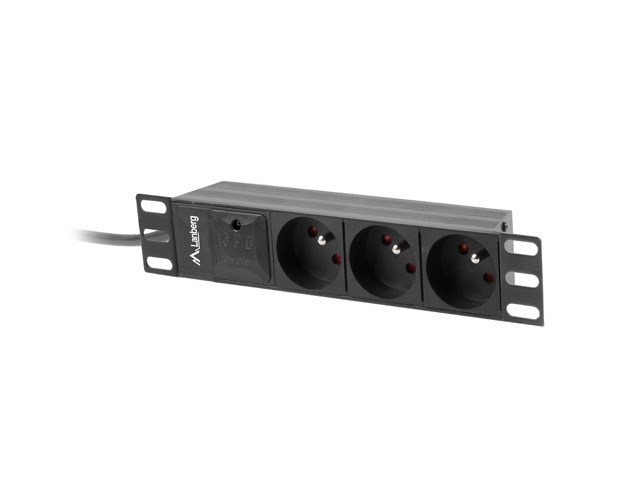 Power strip LANBERG 10" RACK (1U, 16A, 3X 230V PL)-2