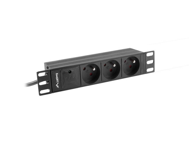 Power strip LANBERG 10" RACK (1U, 16A, 3X 230V PL)-1