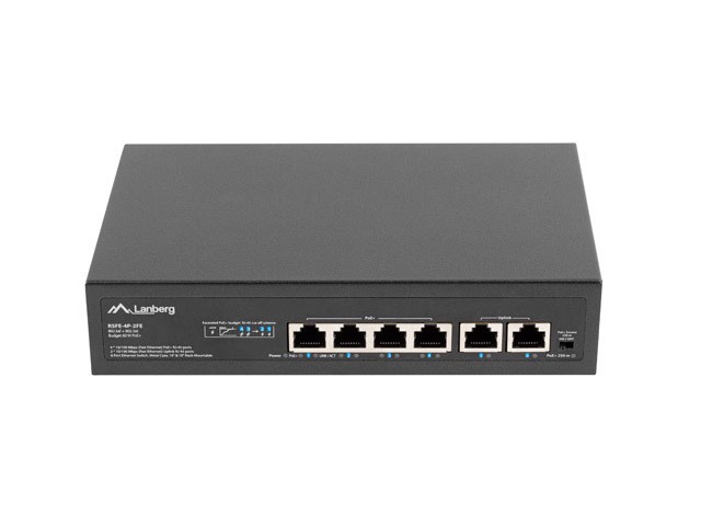 Lanberg Switch PoE+ Rack 10"/19" RSFE-4P-2FE-60-0