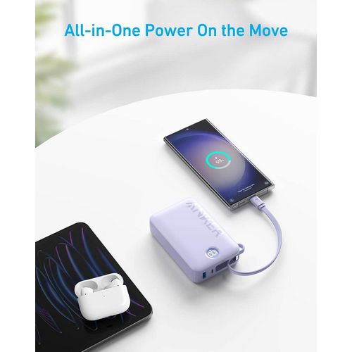 Prijenosna baterija ANKER 335 20K (s ugrađenim USB-C kabelom, crna)-4