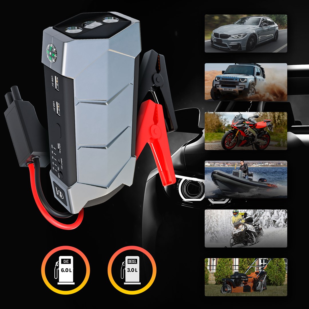 Prijenosna baterija za pokretanje automobila EXTRALINK Jump Max7 (10000mAh, 3x LED svjetiljka, kompas, čekić)-2