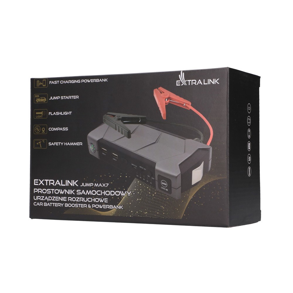 Prijenosna baterija za pokretanje automobila EXTRALINK Jump Max7 (10000mAh, 3x LED svjetiljka, kompas, čekić)-19