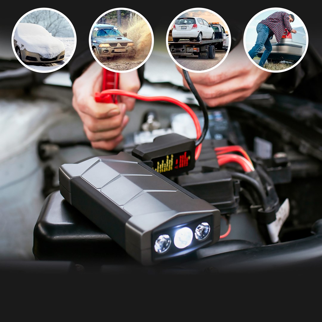 Prijenosna baterija za pokretanje automobila EXTRALINK Jump Max7 (10000mAh, 3x LED svjetiljka, kompas, čekić)-12
