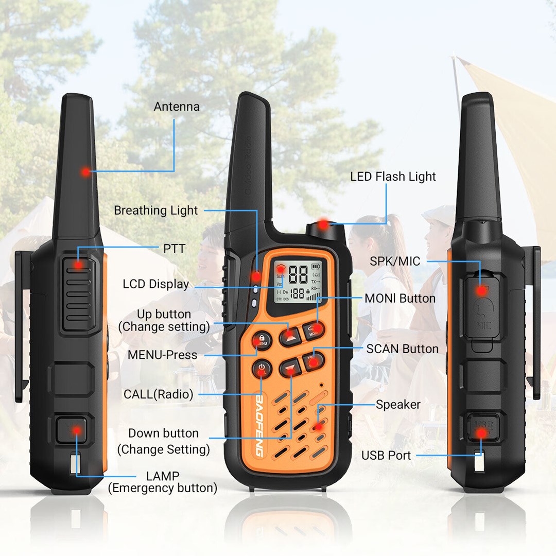 Radiotelefon BAOFENG Walkie-talkie BF-T25E narančasta-12