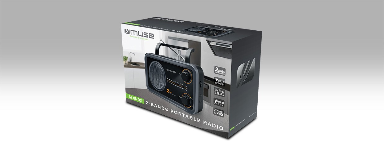 Prijenosni radio MUSE M-06DS (siva, 2-banda, AUX ulaz)-3