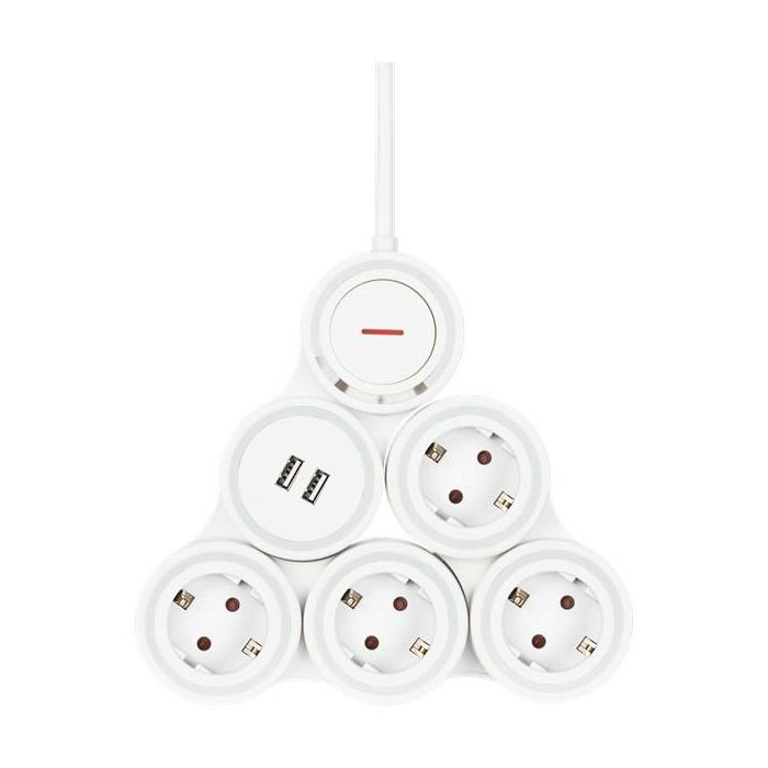 Produžna letva DELTACO Flexible GT-290 (4 utičnice, 1,4 m, 16A 3500W, 2x USB-A)-2