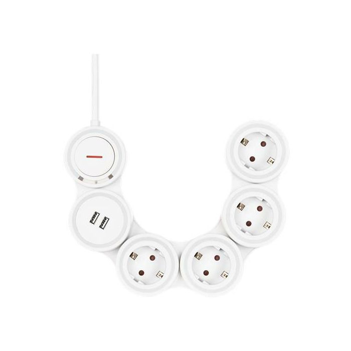 Produžna letva DELTACO Flexible GT-290 (4 utičnice, 1,4 m, 16A 3500W, 2x USB-A)-3