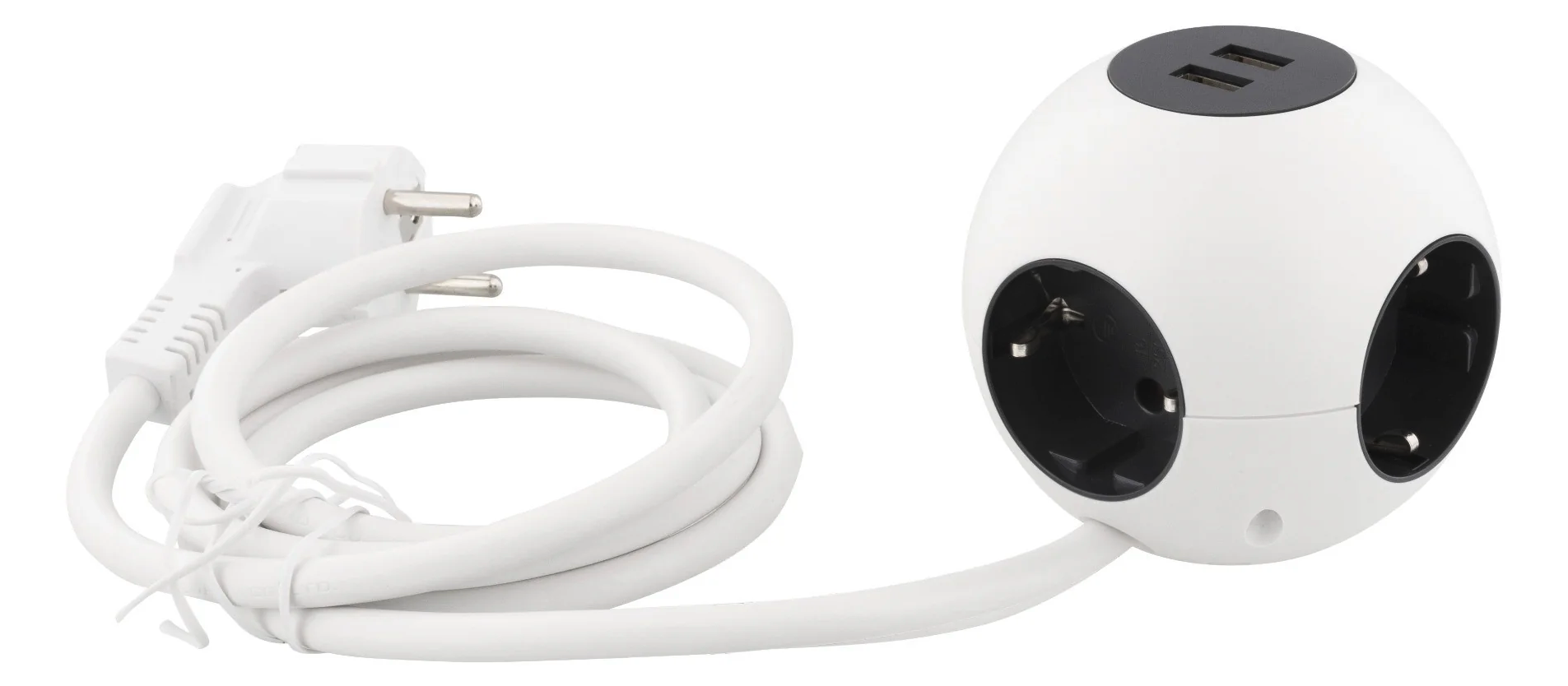 Produžna letva DELTACO Power globe GT-292 (2xUSB-A 2.1A, 4 utičnice, kabel 1.4 m bijeli)-2