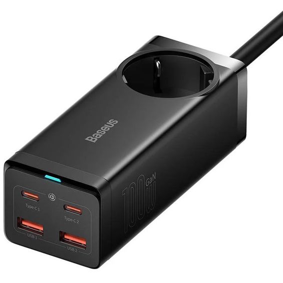 Produžna Utičnica/Kućni Punjač BASEUS GaN3 Pro Desktop 100W, Kabel C-C, Black, PSZM000401-3