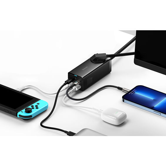 Produžna Utičnica/Kućni Punjač BASEUS GaN3 Pro Desktop 100W, Kabel C-C, Black, PSZM000401-6
