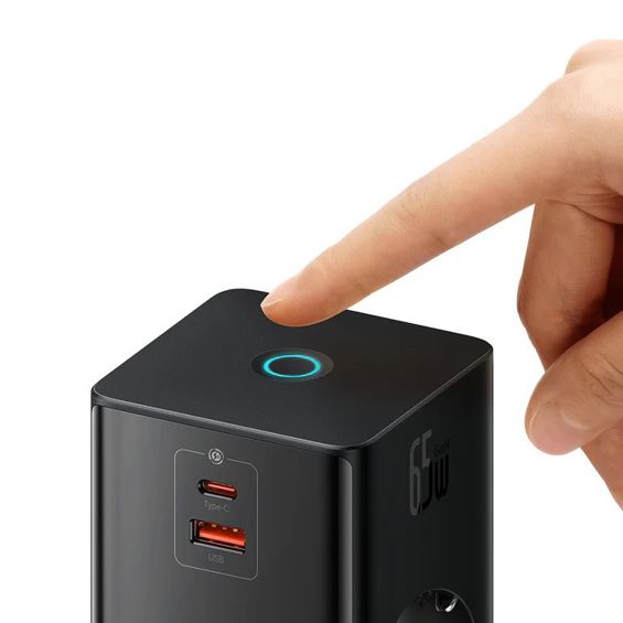 Produžna Utičnica/Kućni Punjač BASEUS Power Combo 65W, 1x USB-C, 1x USB-A, 2x AC, PSLR000301-4