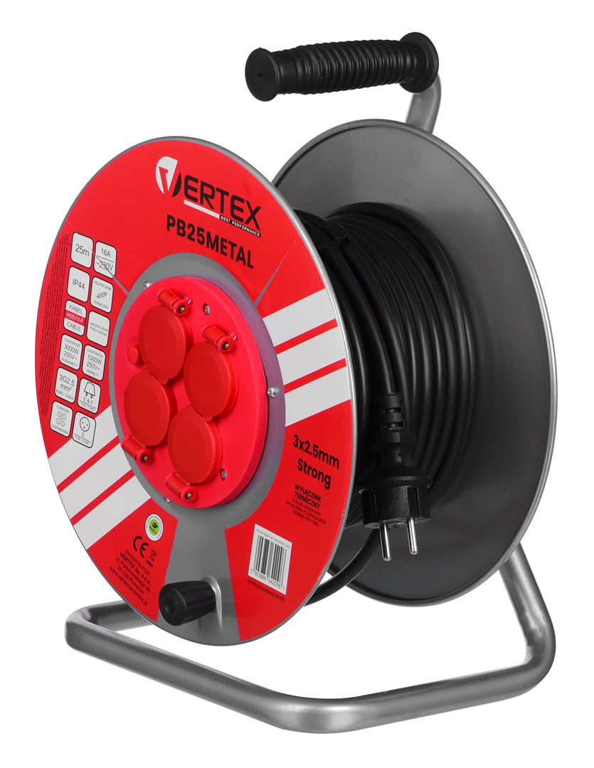 Produžni kabel VERTEX PB25METAL (3x2,5 mm, crna)-5