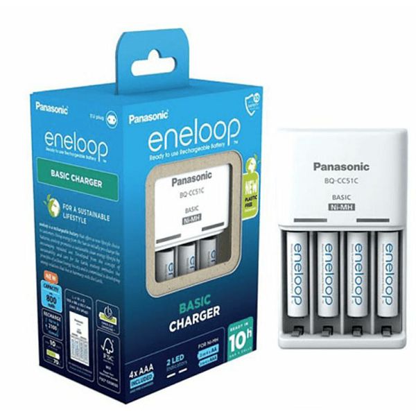 Punjač baterija PANASONIC ENELOOP + 4 x AAA, 800 mAh-1