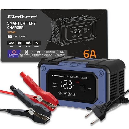Punjač baterija s funkcijom popravka QOLTEC 52483 (inteligentni mikroprocesorski punjač, 12V, 6A, LED, 4 načina rada)-26