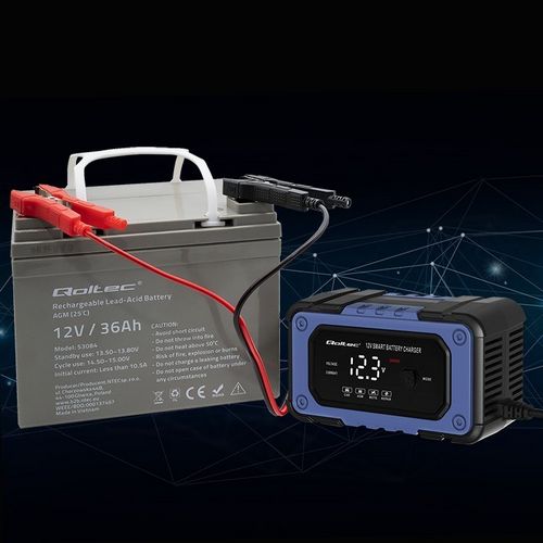 Punjač baterija s funkcijom popravka QOLTEC 52483 (inteligentni mikroprocesorski punjač, 12V, 6A, LED, 4 načina rada)-32