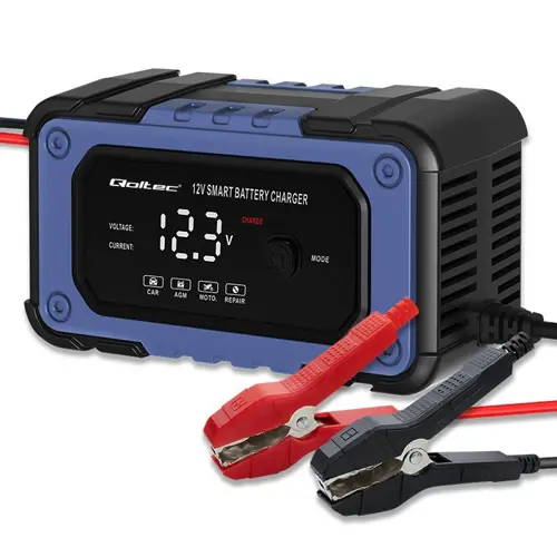 Punjač baterija s funkcijom popravka QOLTEC 52483 (inteligentni mikroprocesorski punjač, 12V, 6A, LED, 4 načina rada)-1
